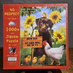 Dog and Sunflowers Jigsaw Puzzle